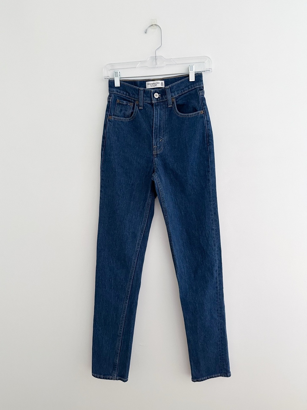 Abercrombie 90s Straight Ultra High Rise Jeans 23 / 000 Long Dark Wash Classic